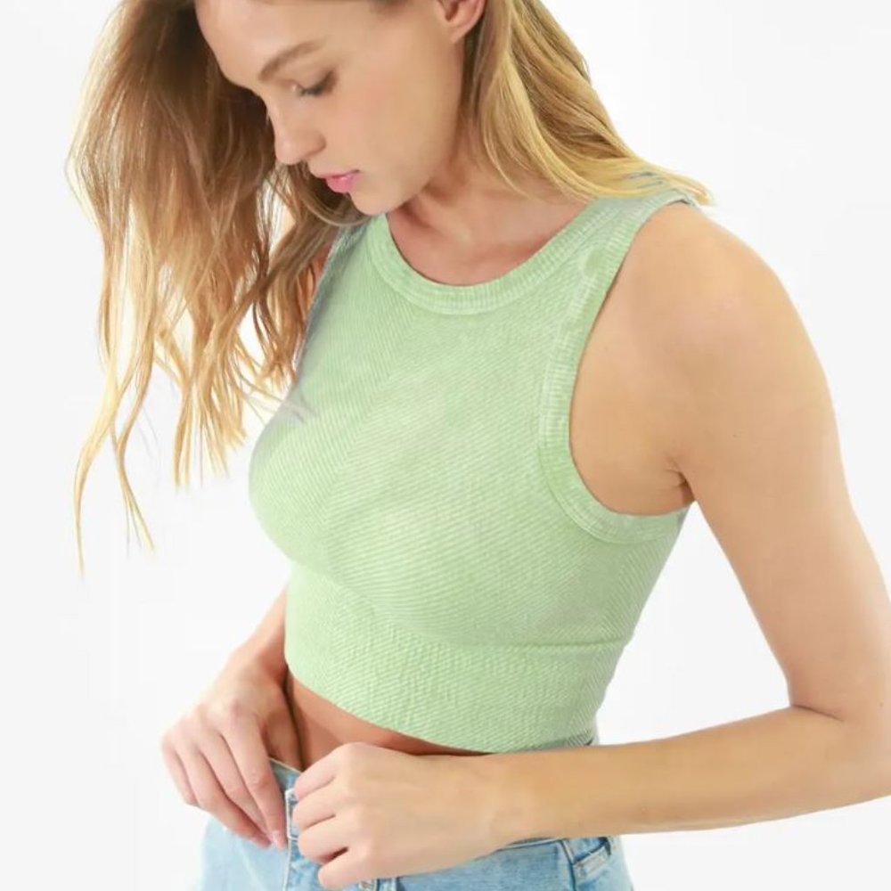 NWOT NIKIBIKI Green High Neck Tank Top